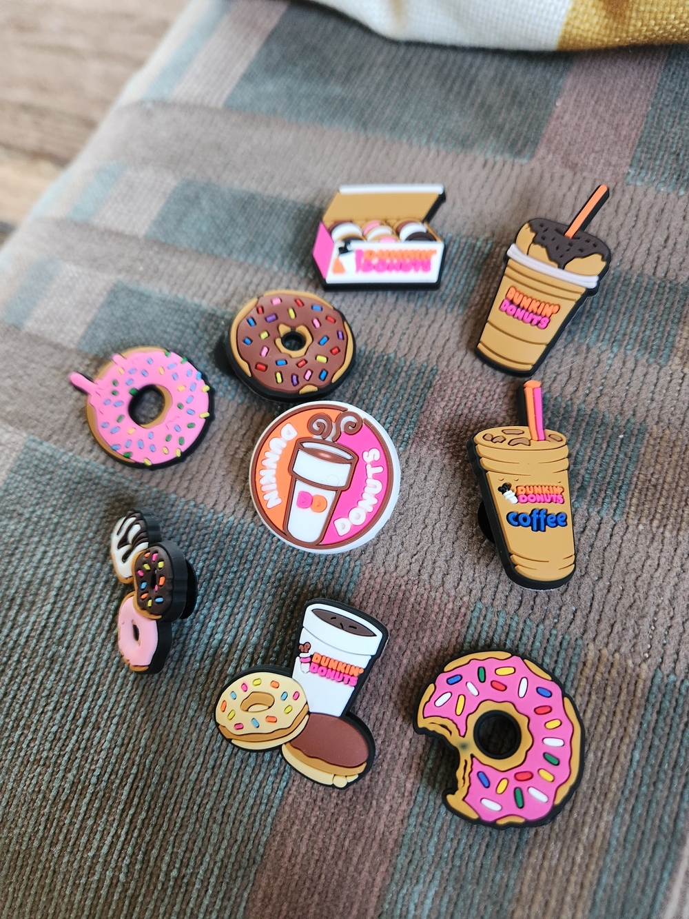 Dunkin' Donuts Pink & Brown Coffee and Donut Jibbits Set For Crocs